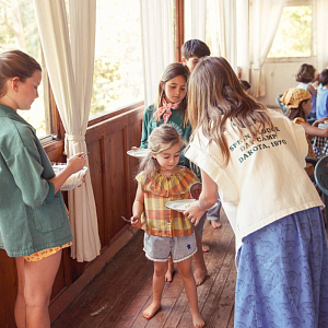 Блуза с отложным воротником Piupiuchick "Mustard Checkered", мускатный орех